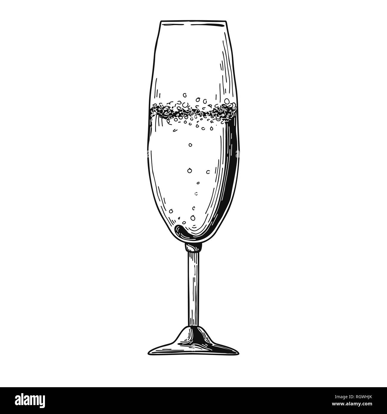 Flûte à champagne isolé sur fond blanc. Vector illustration sur fond blanc Illustration de Vecteur