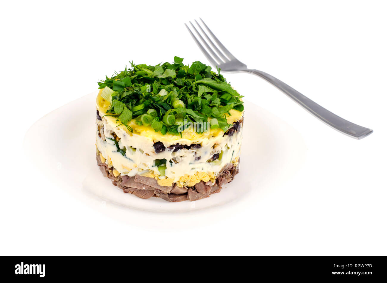 Partie salade avec le timon de la plaque blanche. Studio Photo Banque D'Images