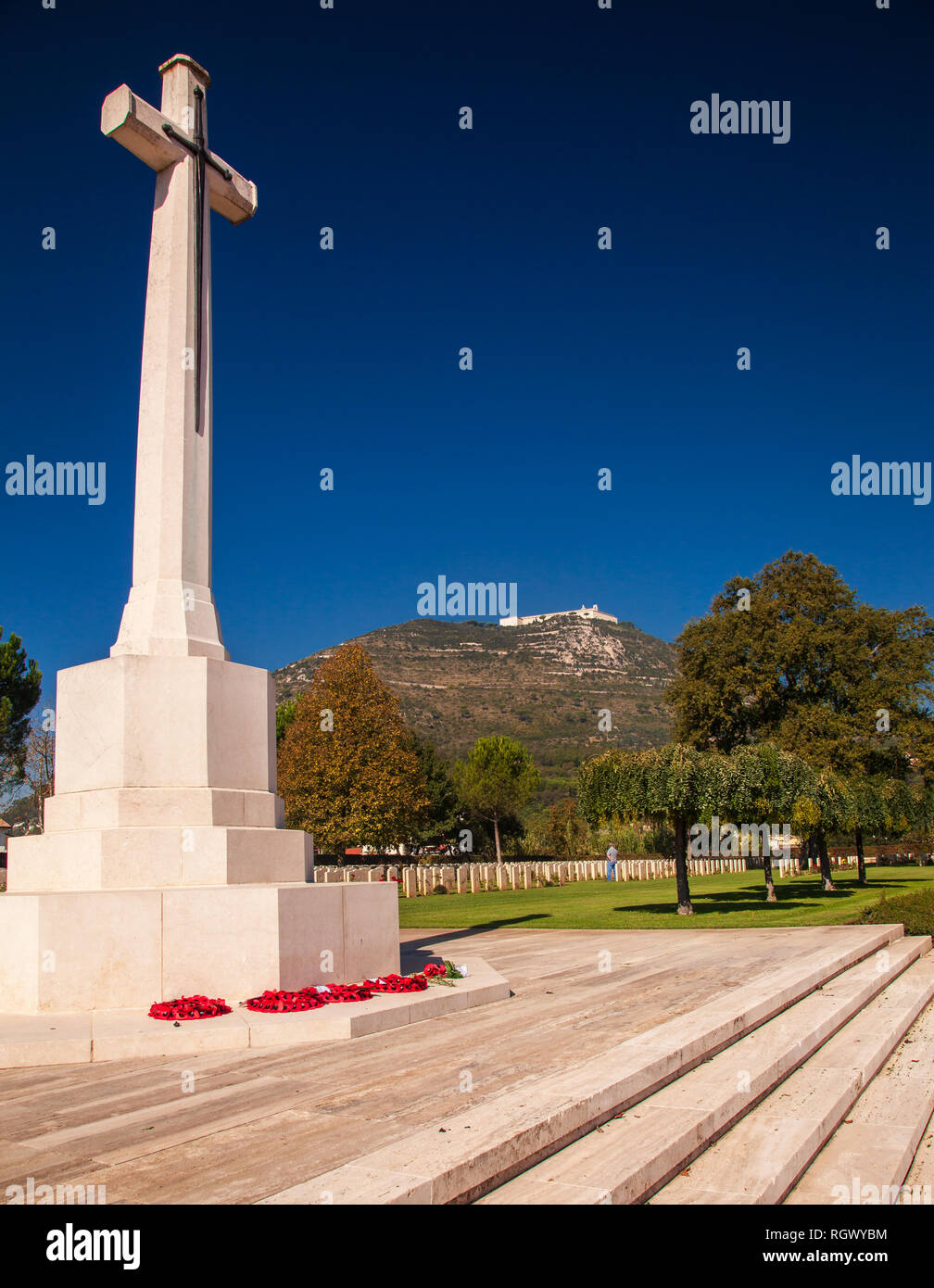 Le cimetière de guerre de Cassino, Province de Frosinone, au sud-est de Rome, Italie. Commonwealth tombes de ceux qui ont participé à la bataille de Cassino WW2 Banque D'Images