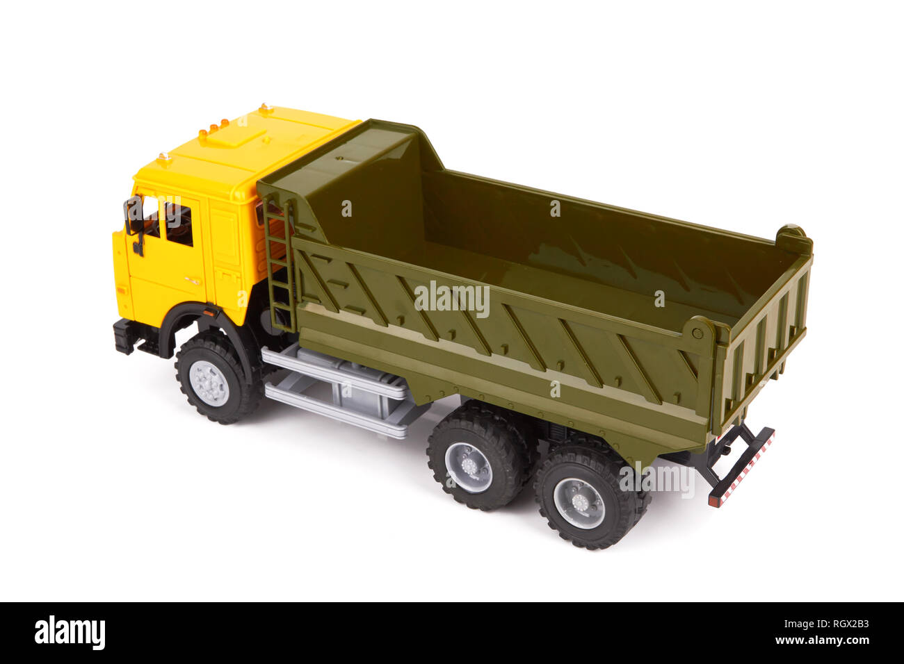 Camion jouet en plastique isolé sur fond blanc Banque D'Images