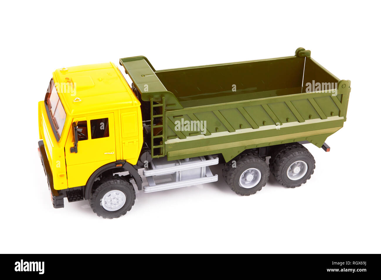 Camion jouet en plastique isolé sur fond blanc Banque D'Images
