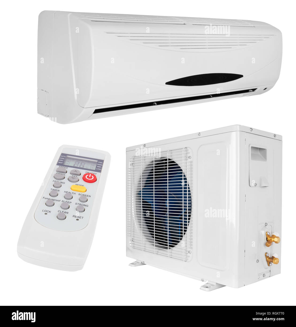 Système de climatisation blanc isolé sur fond blanc Photo Stock - Alamy