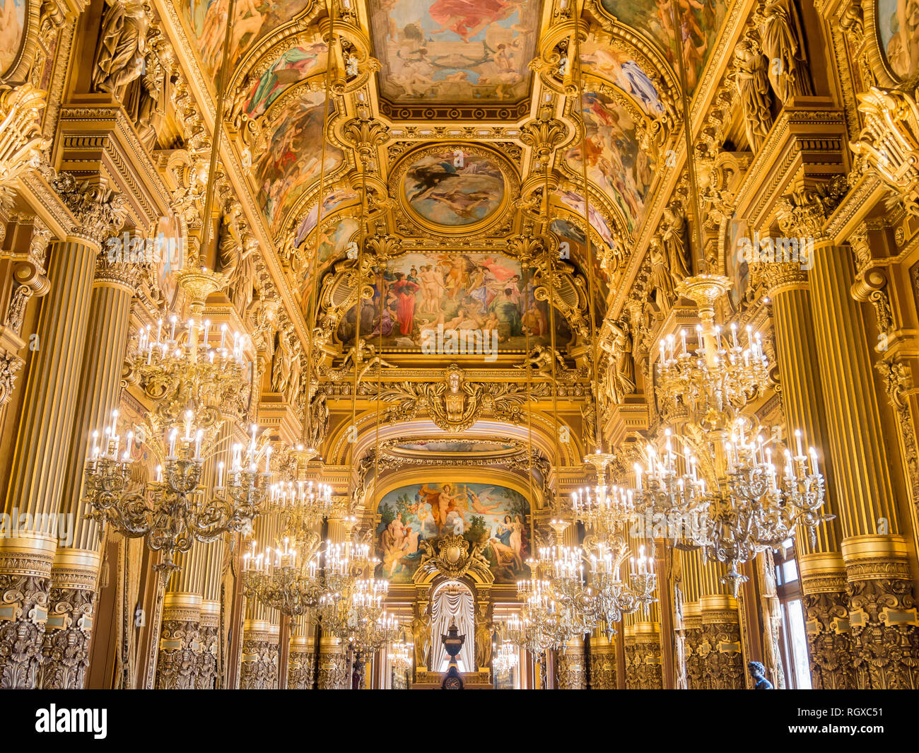 France, 7 mai : Intérieur de la célèbre Grand foyer du Palais Garnier le 7 mai 2018 à France Banque D'Images
