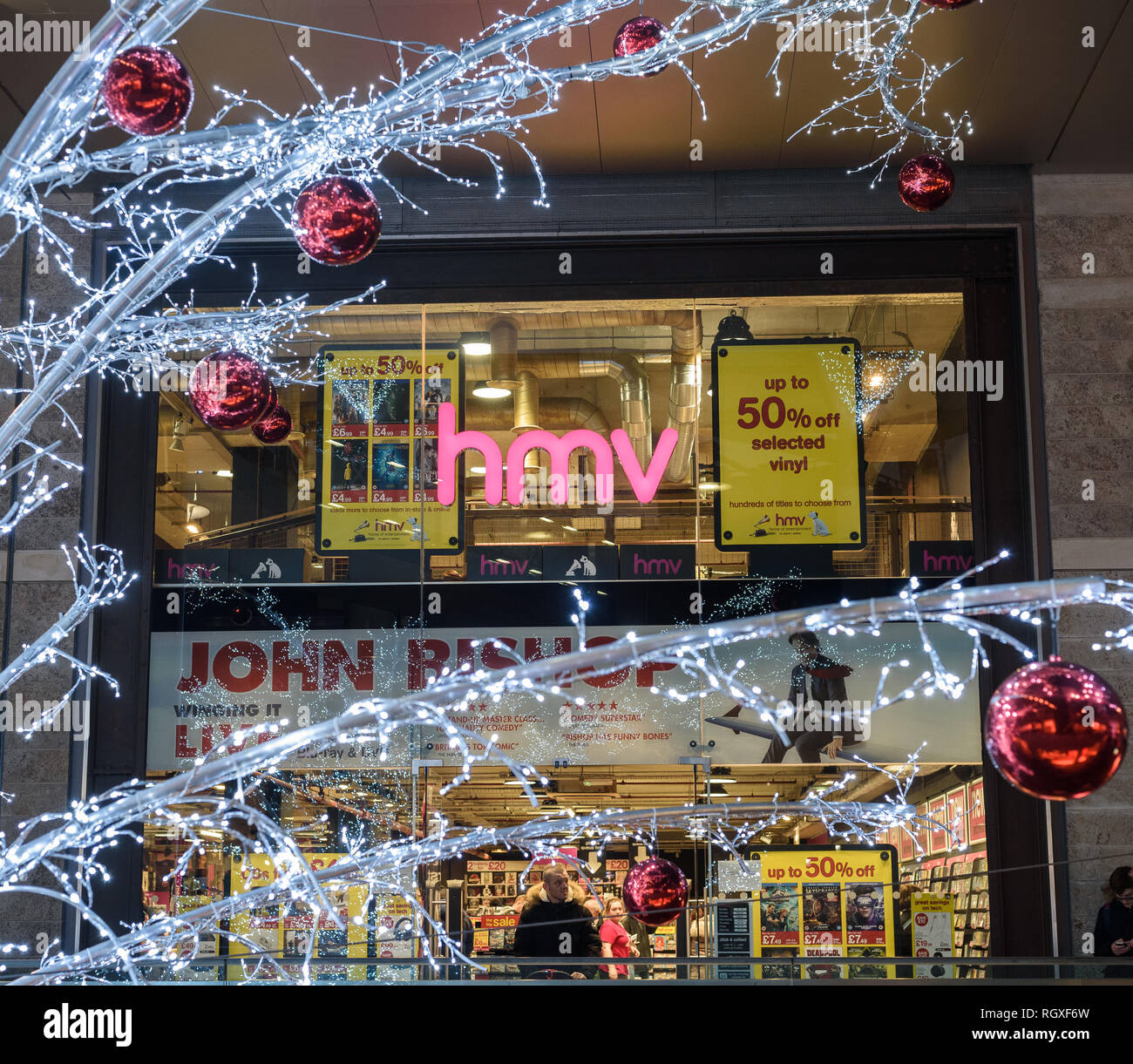 La direction de Liverpool de HMV au cours de la période de Noël 2018. Banque D'Images
