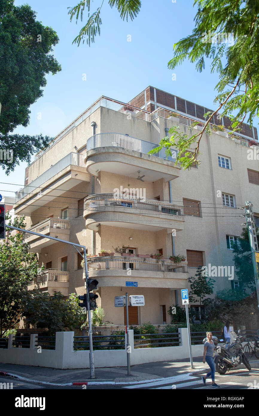Appartements sur Rothschild Bauhaus à Tel Aviv, Israël Banque D'Images