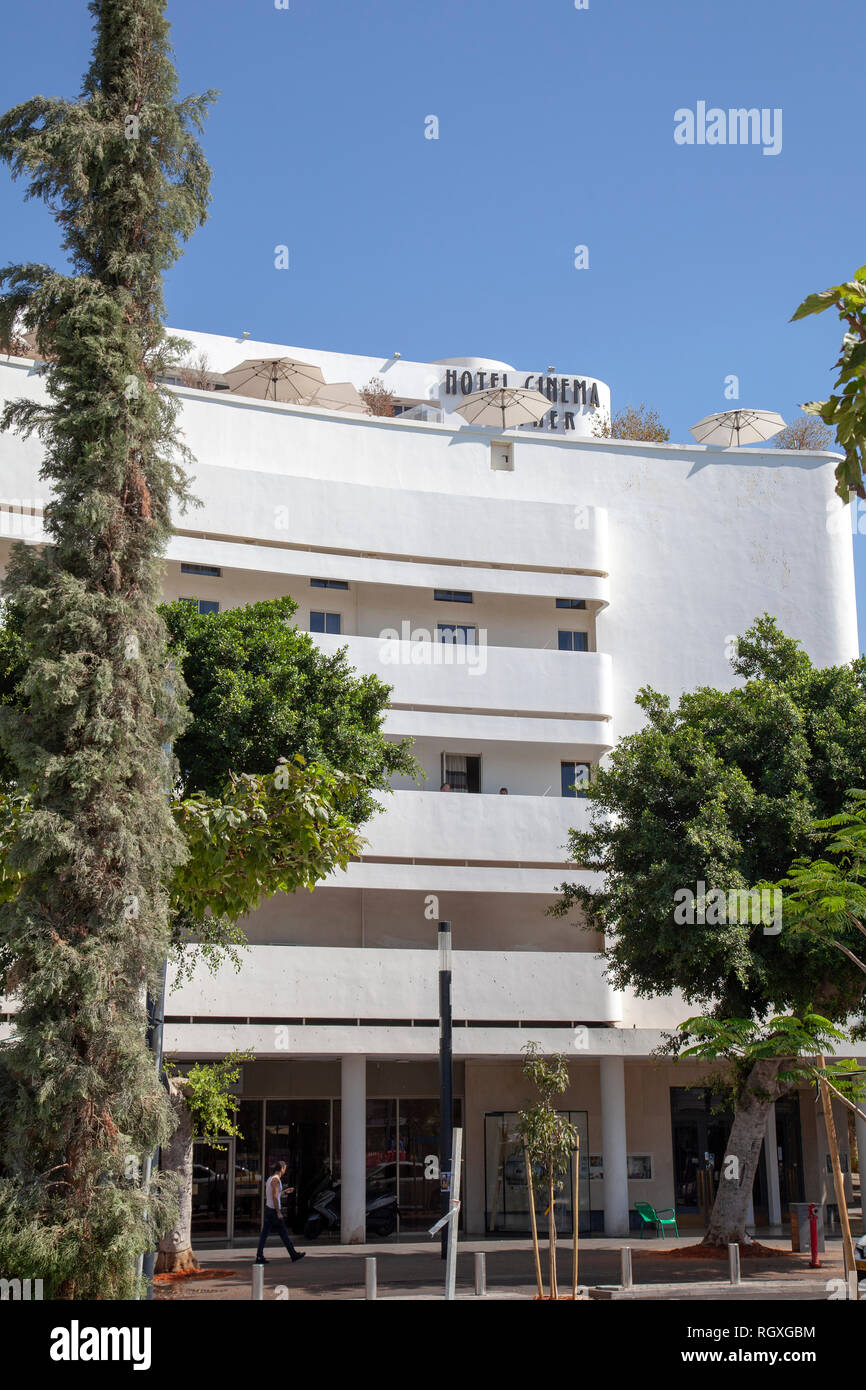 Hotel Cinema sur la place Dizengoff de Tel Aviv, Israël Banque D'Images