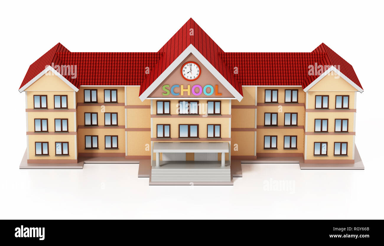 La conception de base générique bâtiment de l'école. 3D illustration. Banque D'Images