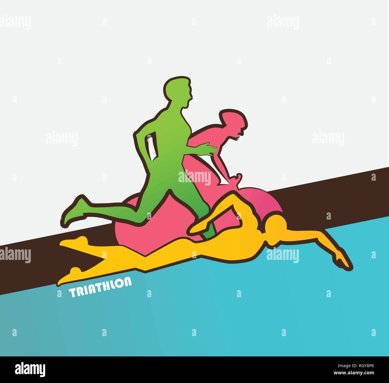 Triathlon d'illustration vectorielle, modèle plat. vector illustration Illustration de Vecteur