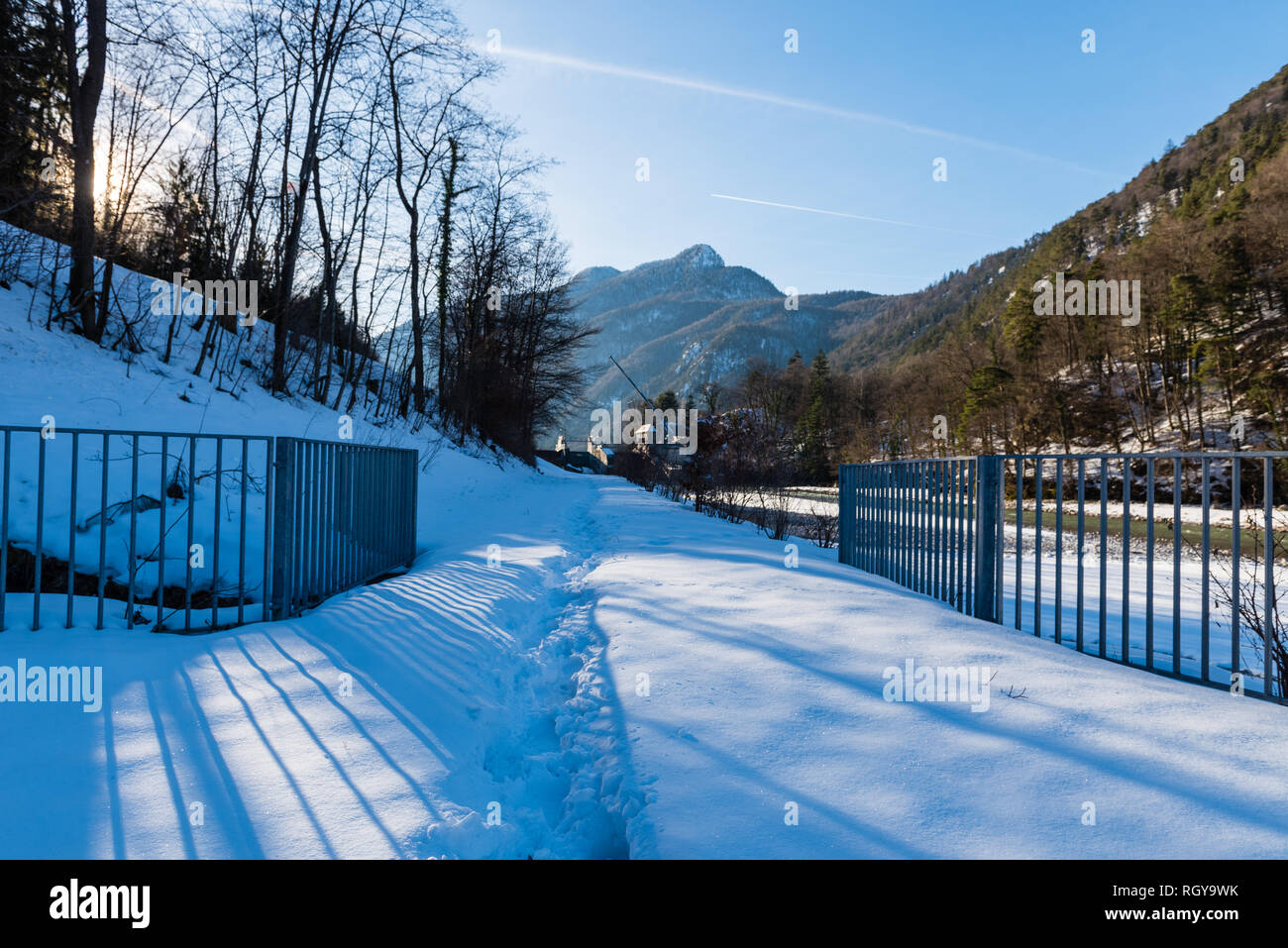 En hiver il Salzach, Bad Reichenhall, Allemagne Bavière Banque D'Images