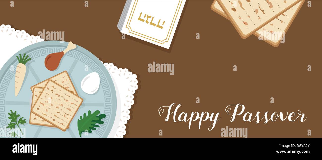 Pâque Pâque traditionnelle table pour dîner avec plaque de pâque. vector illustration modèles de bannière Illustration de Vecteur