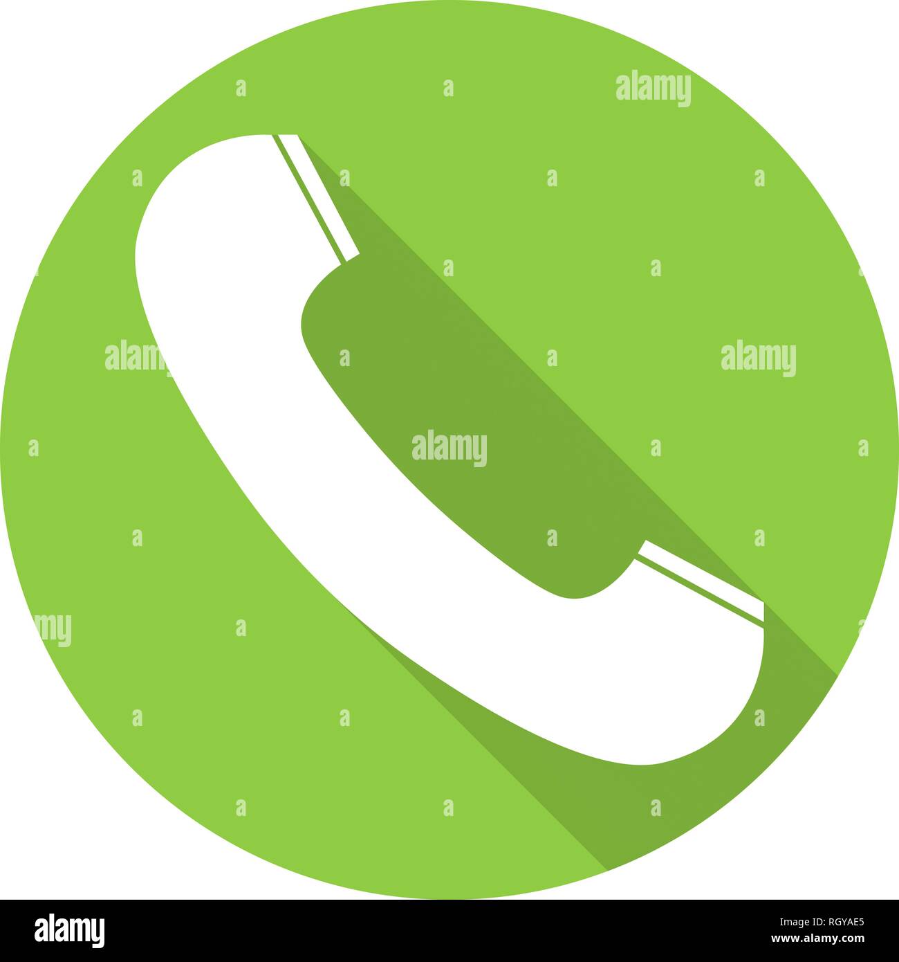 Receiver dans téléphone télévision télévision mode style, ombre, isolée sur un fond vert rond. Symbole téléphone pour votre conception de logo, l'interface utilisateur. Il vecteur Illustration de Vecteur