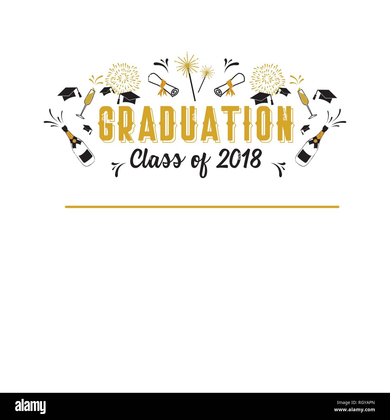 L'obtention du diplôme de classe 2018 carte de vœux et modèle d'invitation. Invitation à une fête de vecteur. Grad poster. vector illustration Illustration de Vecteur