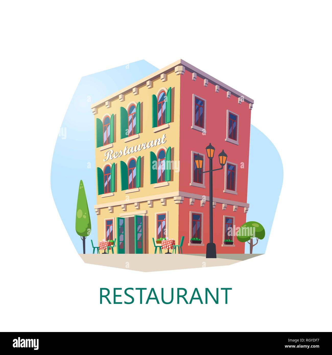 Façade de restaurant ou buffet, bâtiment cafe Illustration de Vecteur