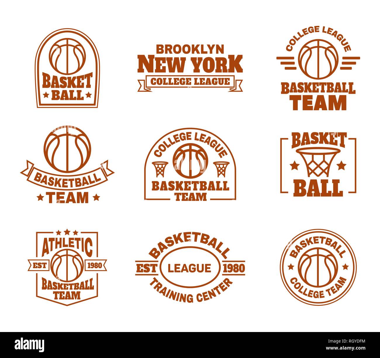 Logo ou des icônes pour l'équipe de sport Basket-ball Illustration de Vecteur