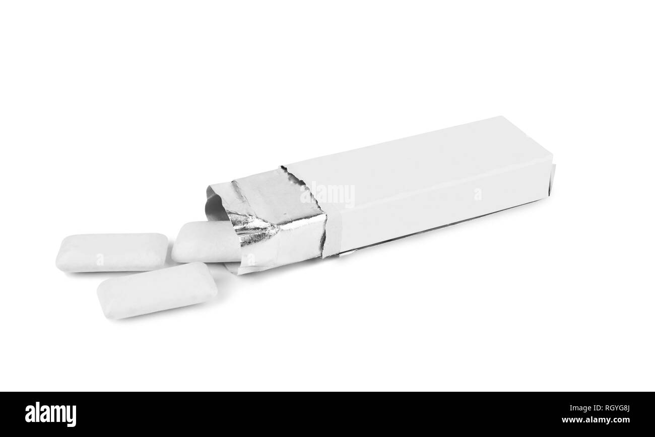 Pack de chewing-gum sur un fond blanc Banque D'Images