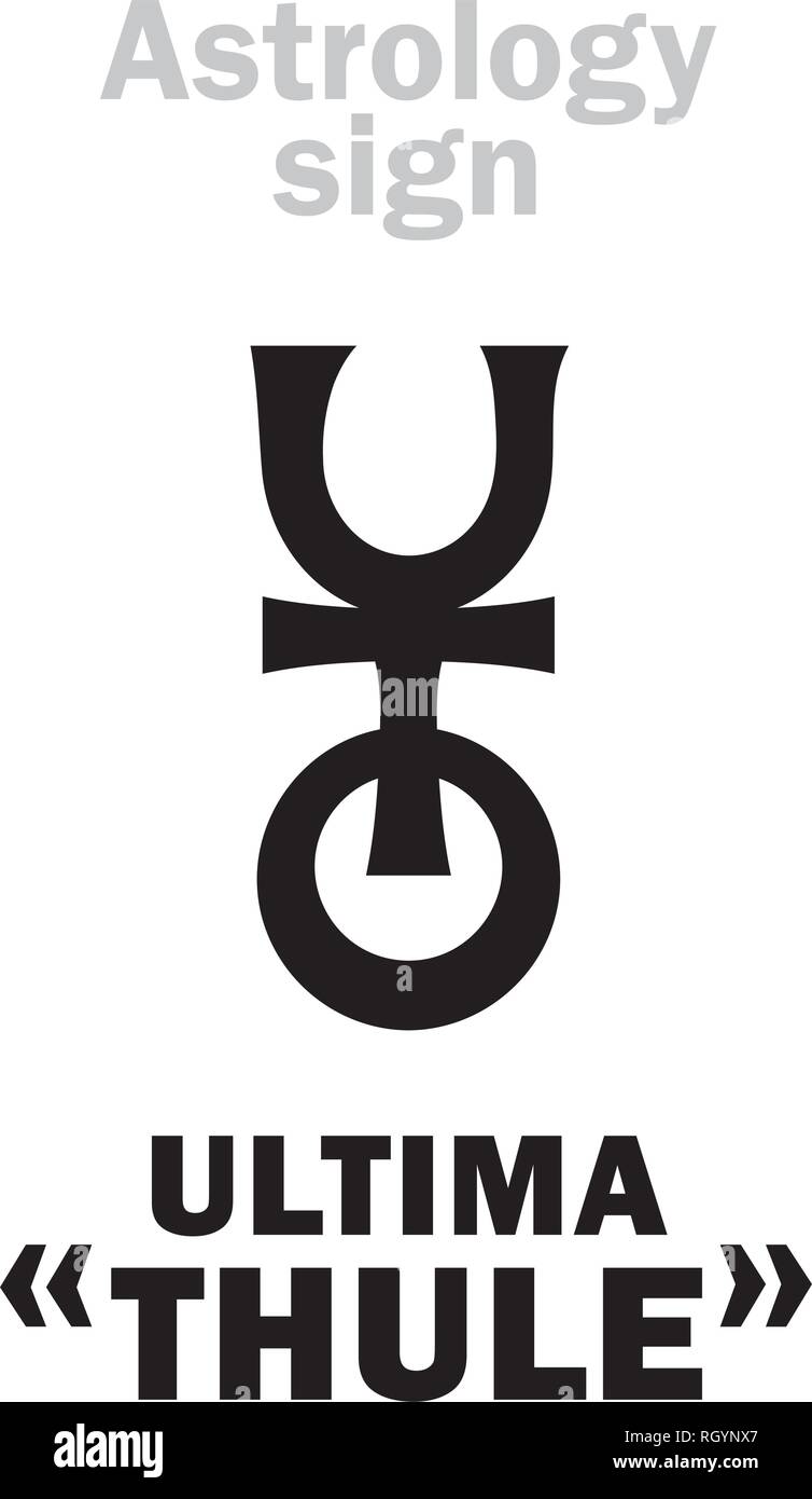 Alphabet d'astrologie : "Ultima Thule" légendaire (île la plus au nord sur le bord du monde connu) - L'astéroïde farthermost dans le système solaire. Illustration de Vecteur