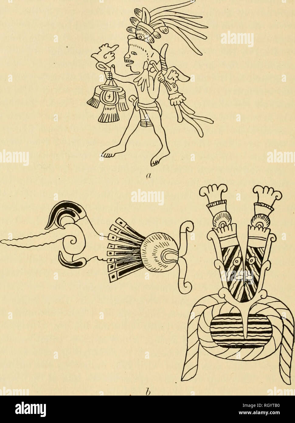. Bulletin. De l'ethnologie. 282 BUREAU OF AMERICAN ETHNOLOGY (BULL. 28 Borgian codex, correspondant à H et 76 pages du Codex Vaticanus B, avec la déité de la dix-neuvième jour signe, h et c. Ici, c'est apparemment pas une question de directement faire pénitence, mais de pieux exercices en général, plus particulièrement du jeûne. J'ai copié ces l^·photos, d'abord, parce que la figure du Codex Vaticanus B, page 3, c, montre clairement une corde d'herbe par les extrémités de la tresse qui sont coupés. Fig. 60. Prise de sang les oreilles, et le châtiment de l'imxilements, de codices mexicains. off ci-dessous et mettre fin au-dessus dans les petites flo Banque D'Images