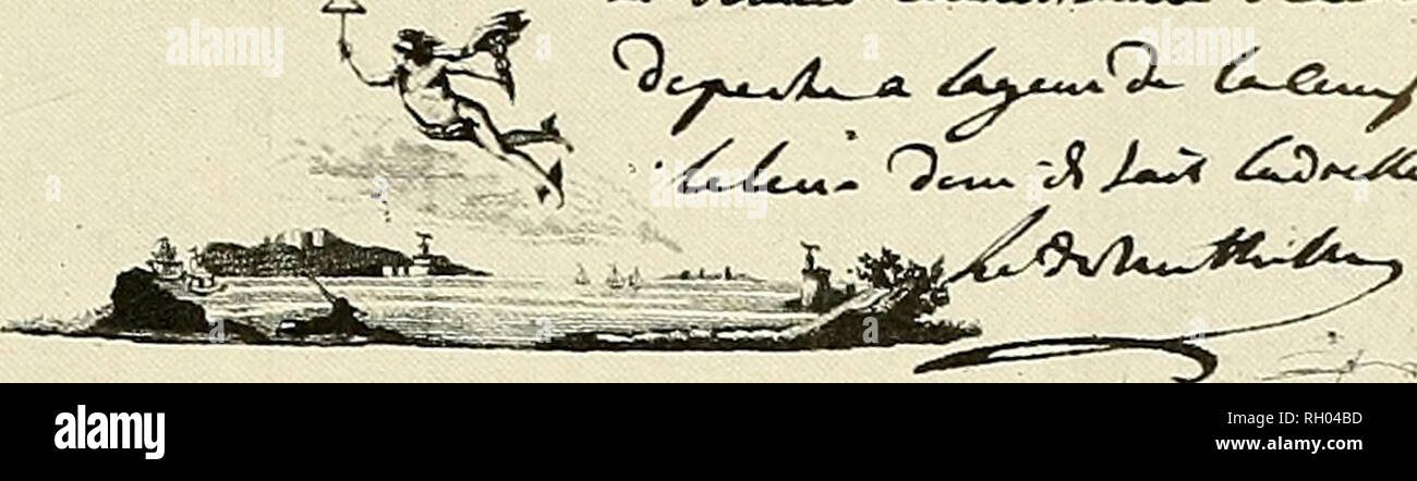 . Bulletin. La science. ^AK : JeVea fw iol te^ .^j/f/H/Ar/r/r-i'/l-- OcjU^^^^A /II^^^- SX- ^/i Â".y^. r oe Mw/7^^'l / r Ji-'c/ Qo J -y est/olcteiL j.-&amp;liylo5o d !r7j'AJiocm.'/h. ^ inivtau hcJi /('/ â 00 00 ii- ^ m incA-Actni^^ yai/jlc) &lt ;/Tsuyut,u.i:f oJo/i Q^cntD 'J'dtV ca UiveJ^'--^j'i' c'n Lalf^- c/^ 7 Figure 3.âMoney commande envoyé par télégraphe sémaphore en 1816. Remarque Le télégraphe Le mercure est l'exécution. Photo gracieuseté de l'Burndv Librarv. plus sur des lignes, c'était quand même le premier télégraphe galvanique qui a été travaillé, et elle a stimulé le développement d'autres télégraphes électriques les deux d Banque D'Images