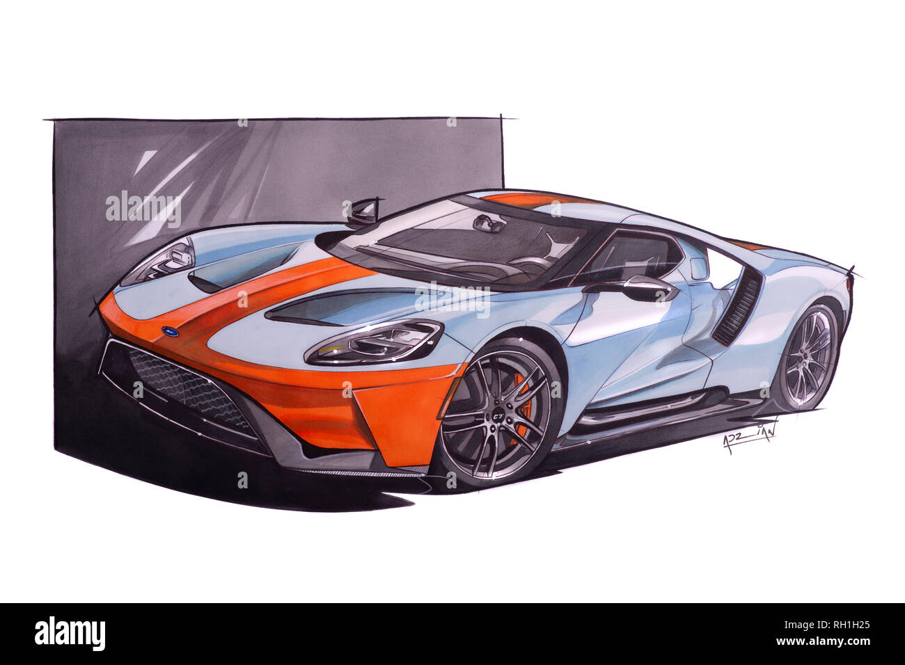 Ford GT dessin marqueur Banque D'Images
