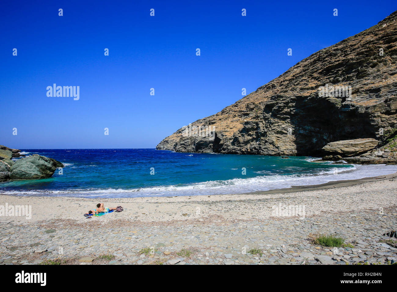 Andros Island, Cyclades, Grèce - Sineti Beach dans le sud-est de l'île. Insel Andros, Canaries, Griechenland - Strand im Sineti SŸdosten der I Banque D'Images