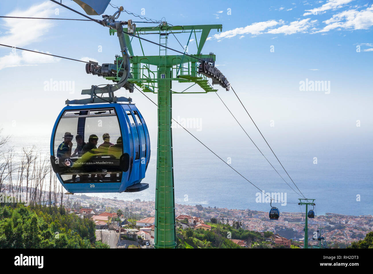 Madère Funchal voiture câble reliant la vieille ville zona velha à Funchal et Monte jusqu'à la montagne Fuchal zona velha Madère Portugal Europe de l'UE Banque D'Images