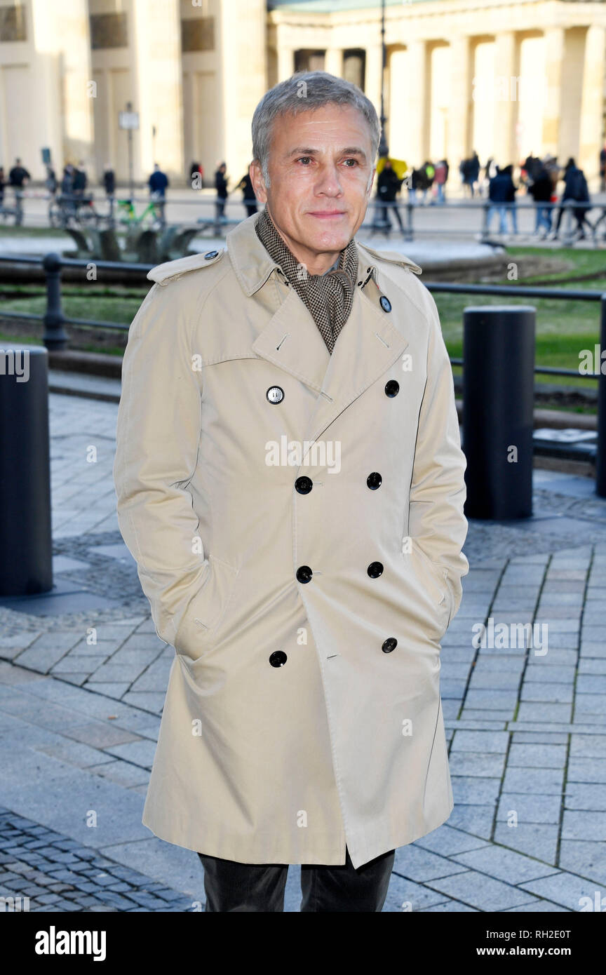 Christoph Waltz participant à la 'Alita Battle Angel' photo devant la porte de Brandebourg le 30 janvier 2019 à Berlin, Allemagne. Banque D'Images