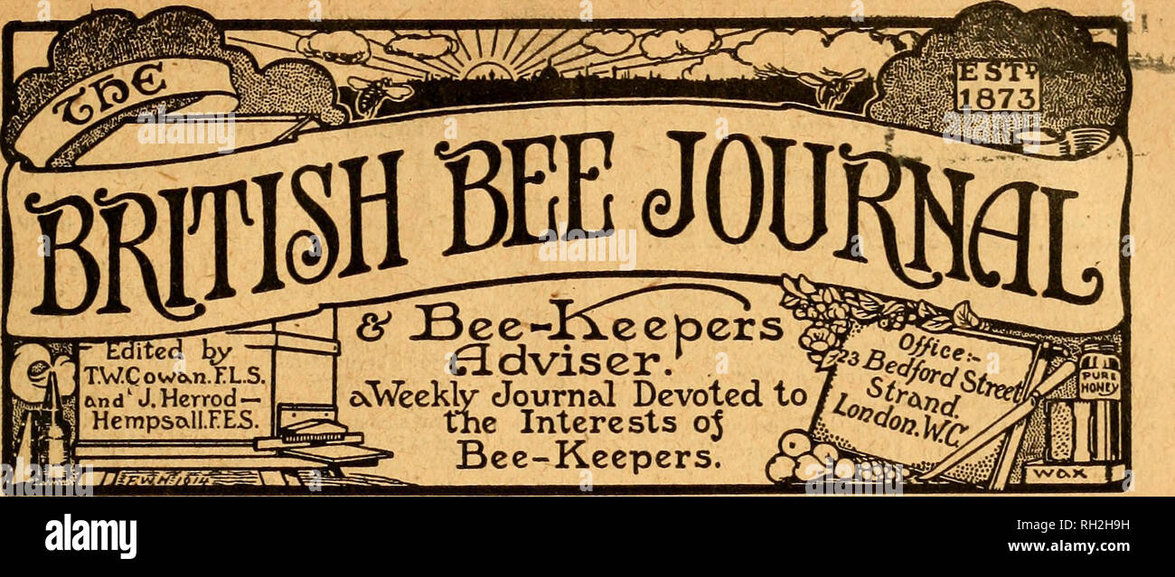 . British bee journal &AMP ; conseiller les apiculteurs. Les abeilles. BbitiSB JotBNiL Beb ET BBB-kbbpee Adviseh febfuary8', 12, 1^20. MAR 18 1920. N° 1964. Tome XLVIII 12 février 1920. lPubli tvertf$h$D$TkUT, dav Prlo* 8d. coiWEiiifrrs. La législation d'abeilles 73 Notes 73 Notes d'Abeilles Huntingdonshire prom du Derbyshire 74 catalogues commerciaux a reçu 76 Actualités de l'Association- B.K.A Somerset 76 LA PAGE Questions pour les apiculteurs 76- correspondance Législation 77 Ruches d'Abeilles Nouveau '. 80 Avis importants aux correspondants 81 Weather Report 81 aluminium étiré à Combs. MONEYGOMB La plus grande invention dans le monde des abeilles depuis 40 ans. Ce i Banque D'Images