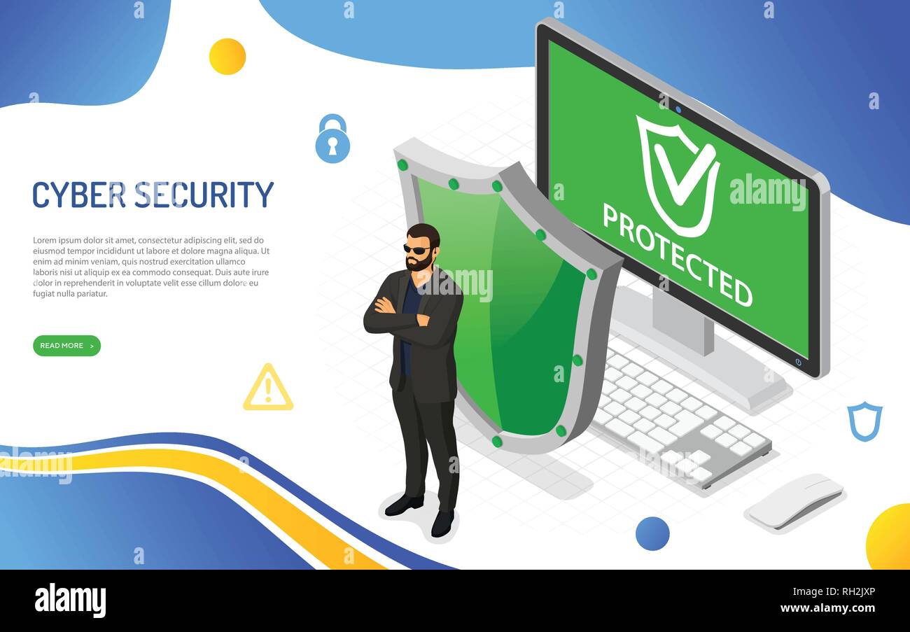 Cyber Security Concept isométrique Illustration de Vecteur