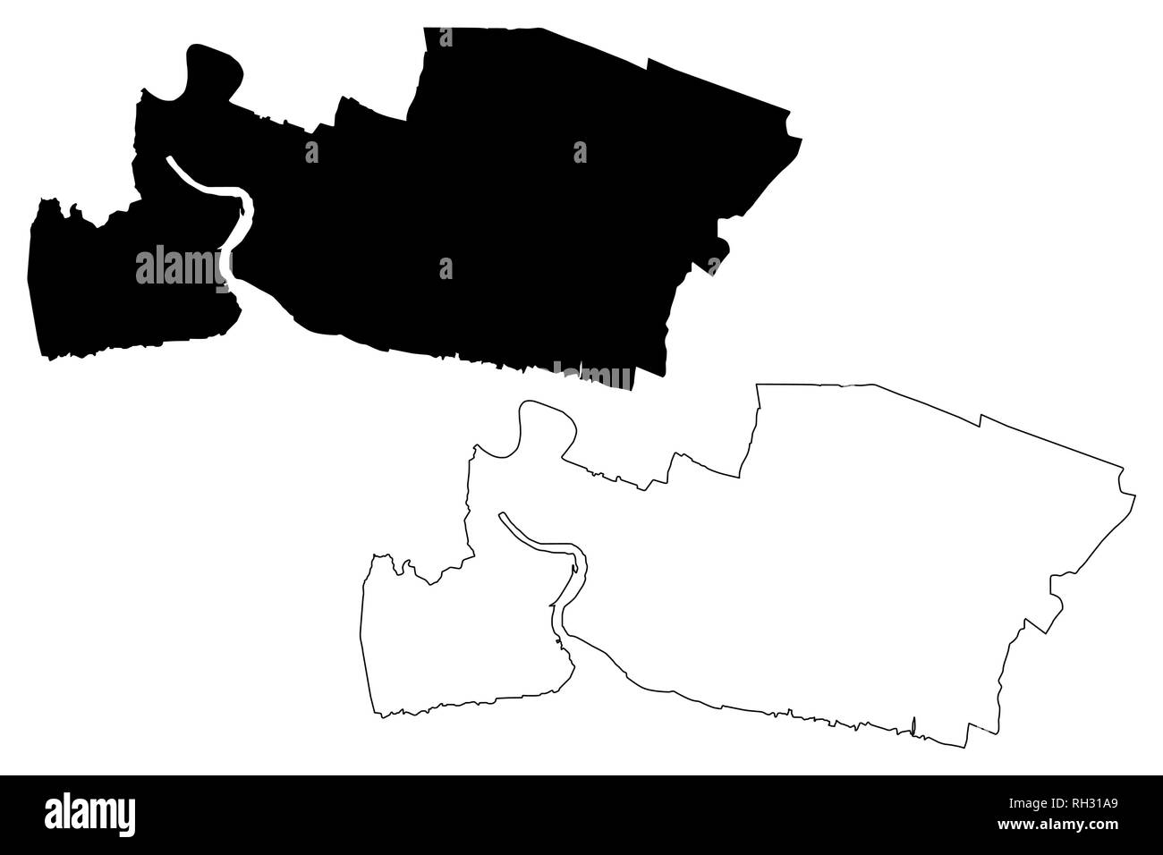 Province Samut Prakan (Royaume de Thaïlande, Siam, Provinces de la Thaïlande) map vector illustration, scribble sketch carte Samut Prakan Illustration de Vecteur