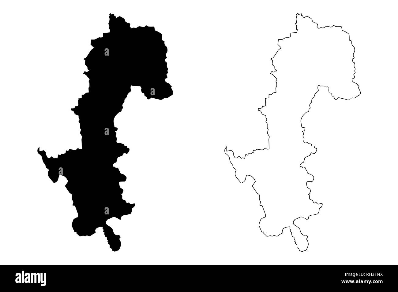 La province de Mae Hong Son (Royaume de Thaïlande, Siam, Provinces de la Thaïlande) map vector illustration gribouillage, croquis Mae Rong fils site Illustration de Vecteur