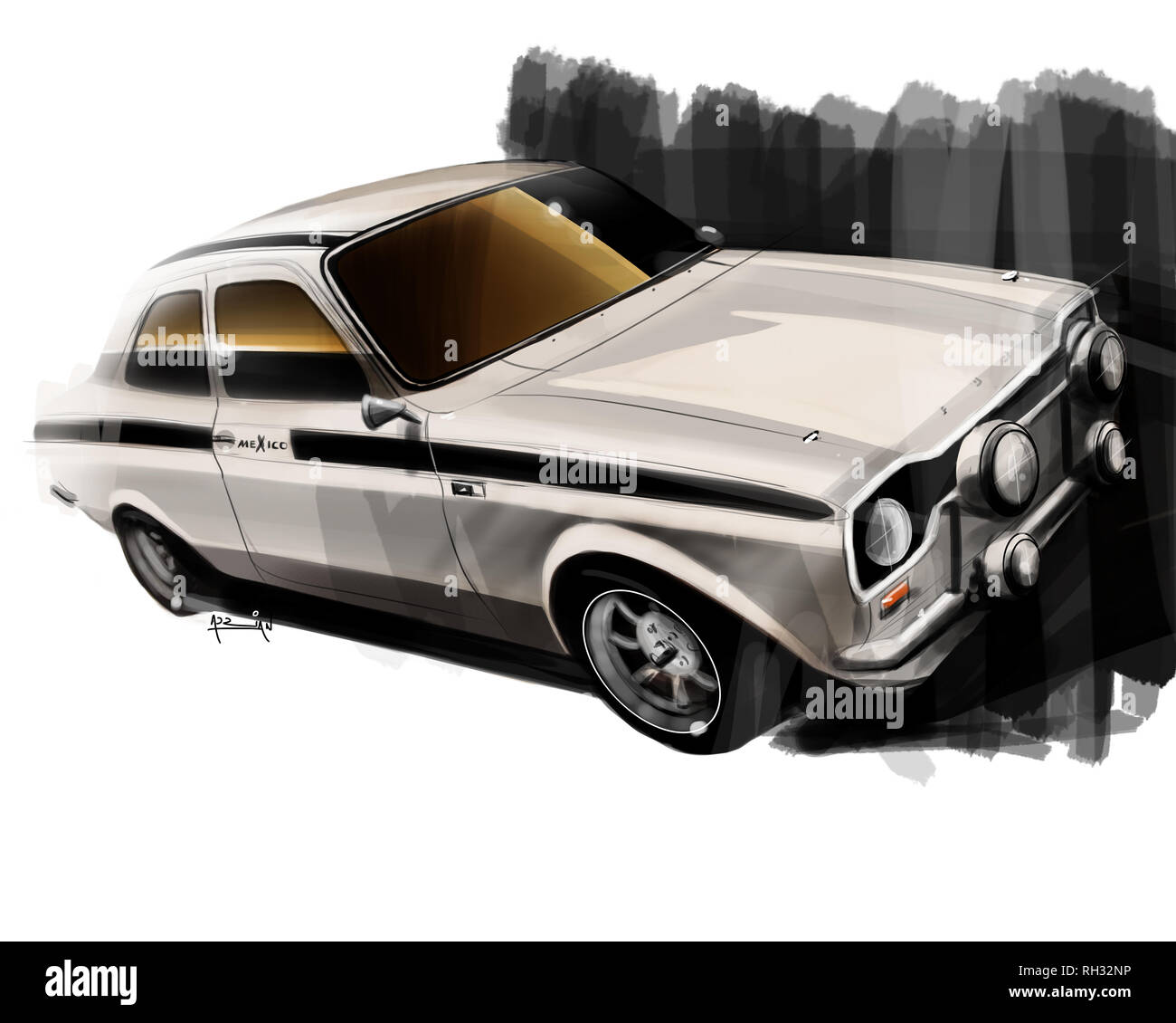 Ford Escort Mk1 Mexico dessin voiture Banque D'Images