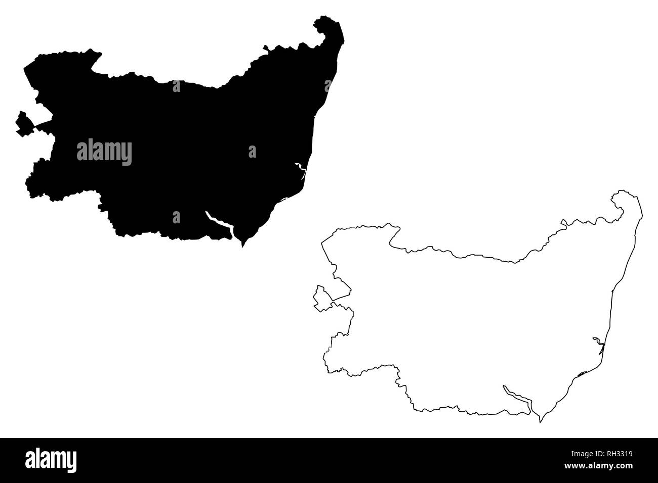 Suffolk (Royaume-Uni, Angleterre, non-metropolitan county, shire county) map vector illustration, scribble sketch carte Suffolk Illustration de Vecteur