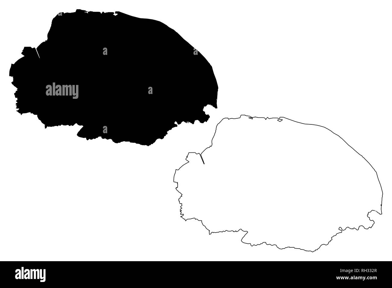 La Norfolk (Royaume-Uni, Angleterre, non-metropolitan county, shire county) map vector illustration, scribble sketch carte Norfolk Illustration de Vecteur