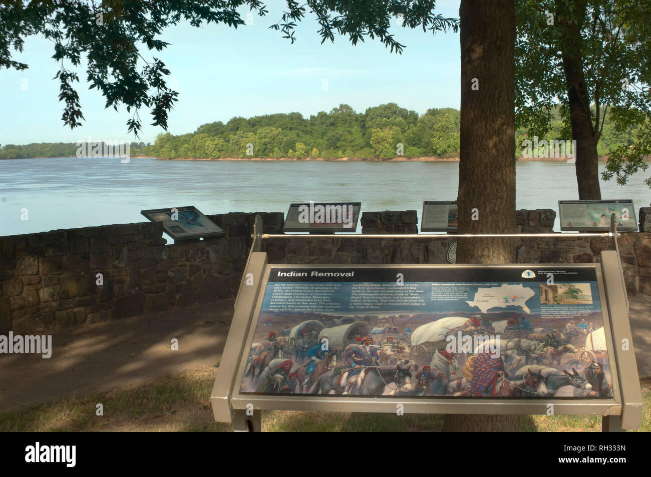 L'Arkansas River, original fin du sentier des larmes, Lieu historique national de Fort Smith, Arkansas. Photographie numérique Banque D'Images