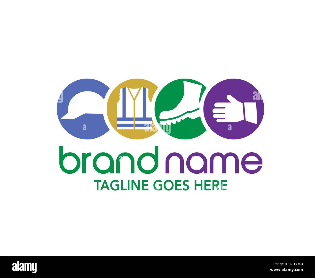 La sécurité au travail et équipement de protection personnelle vecteur logo Illustration de Vecteur