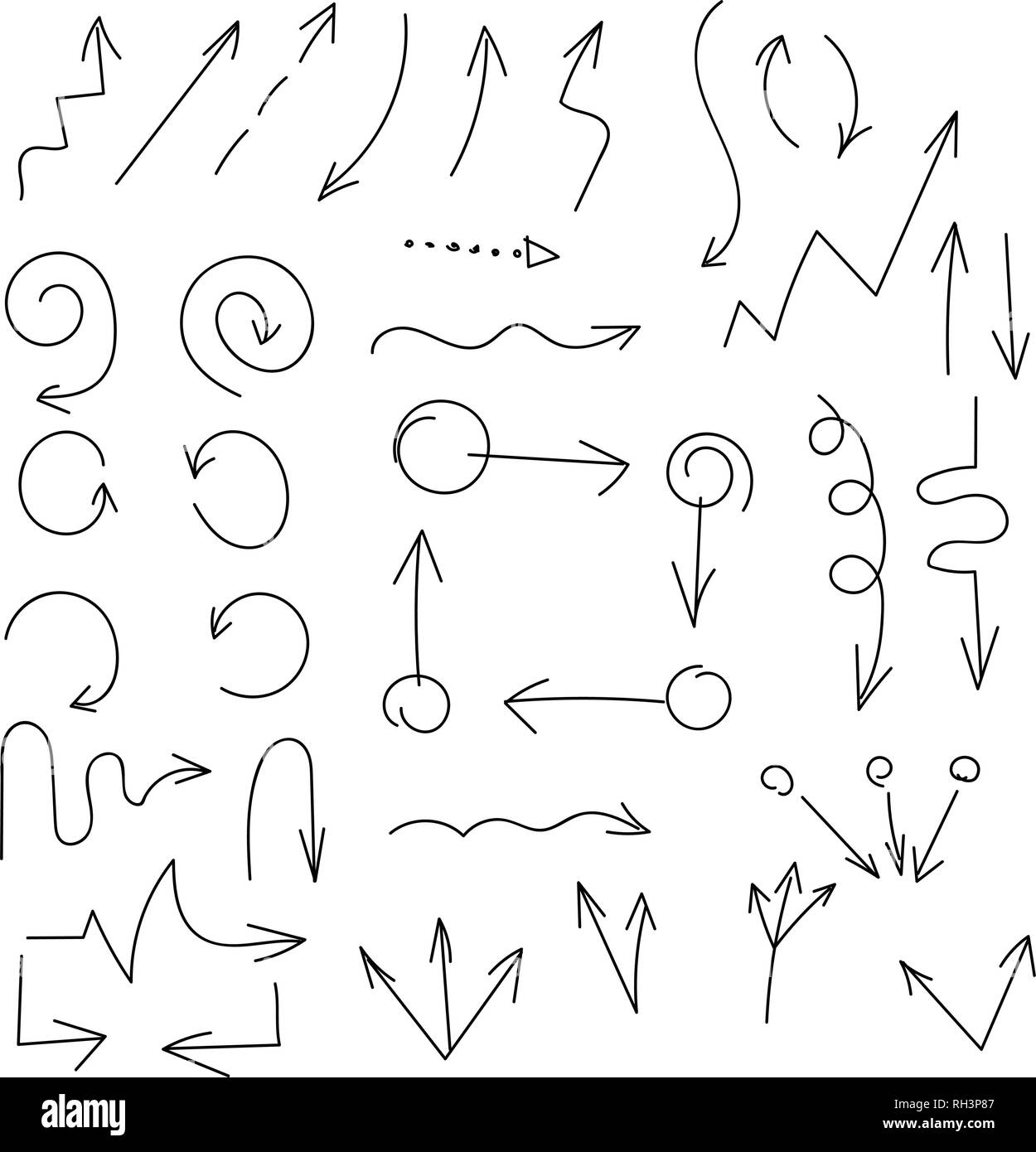 Fleche Noire A La Main Fleches Differentes Les Cibles Les Directions Image Vectorielle Stock Alamy