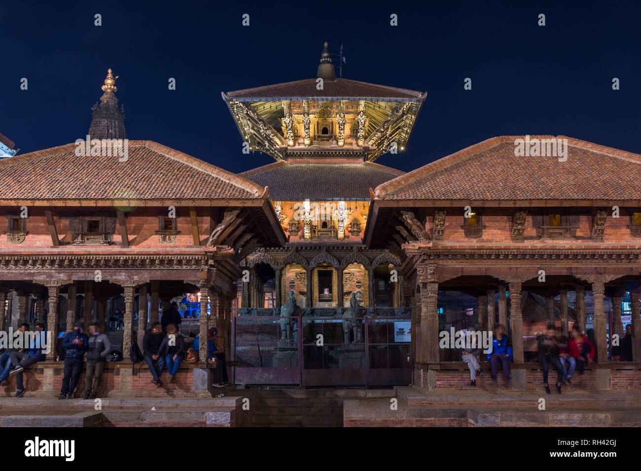 Katmandou, Népal - 5 mai : Krishna Mandir à Patan le Jan 16, 2019. Patan est inscrit au Patrimoine Mondial par l'UNESCO, les temples a mille ans de sa Banque D'Images