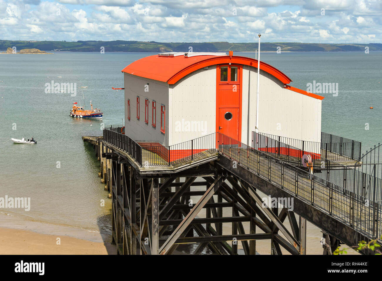 TENBY, Pembrokeshire, Pays de Galles - AOÛT 2018 : l'ancienne station de sauvetage à Tenby, Pays de Galles de l'Ouest, qui a été converti en logement. Banque D'Images