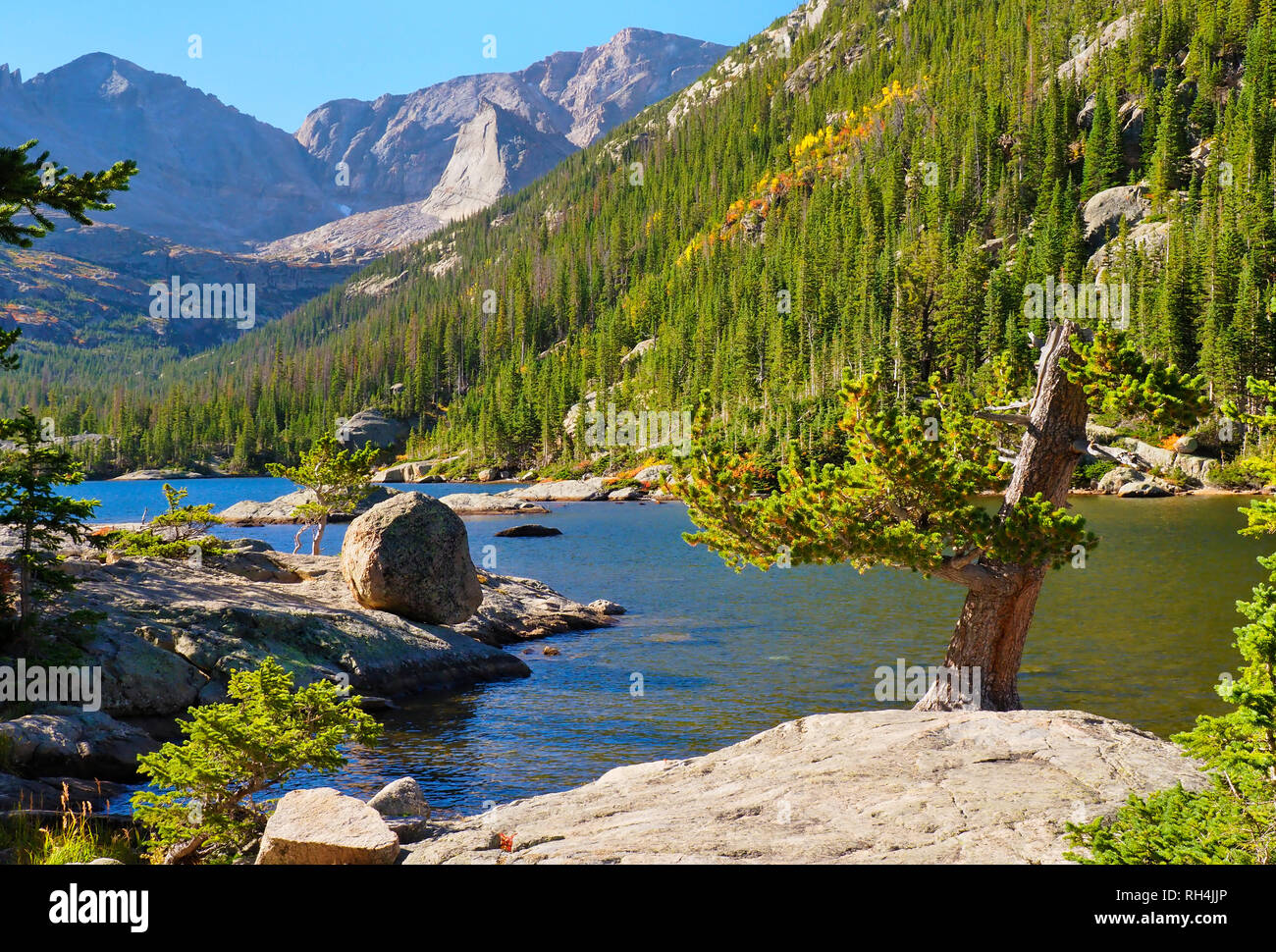 Le lac Mills, sentier du lac Mills, Rocky Mountain National Park, Estes, Colorado, USA Banque D'Images