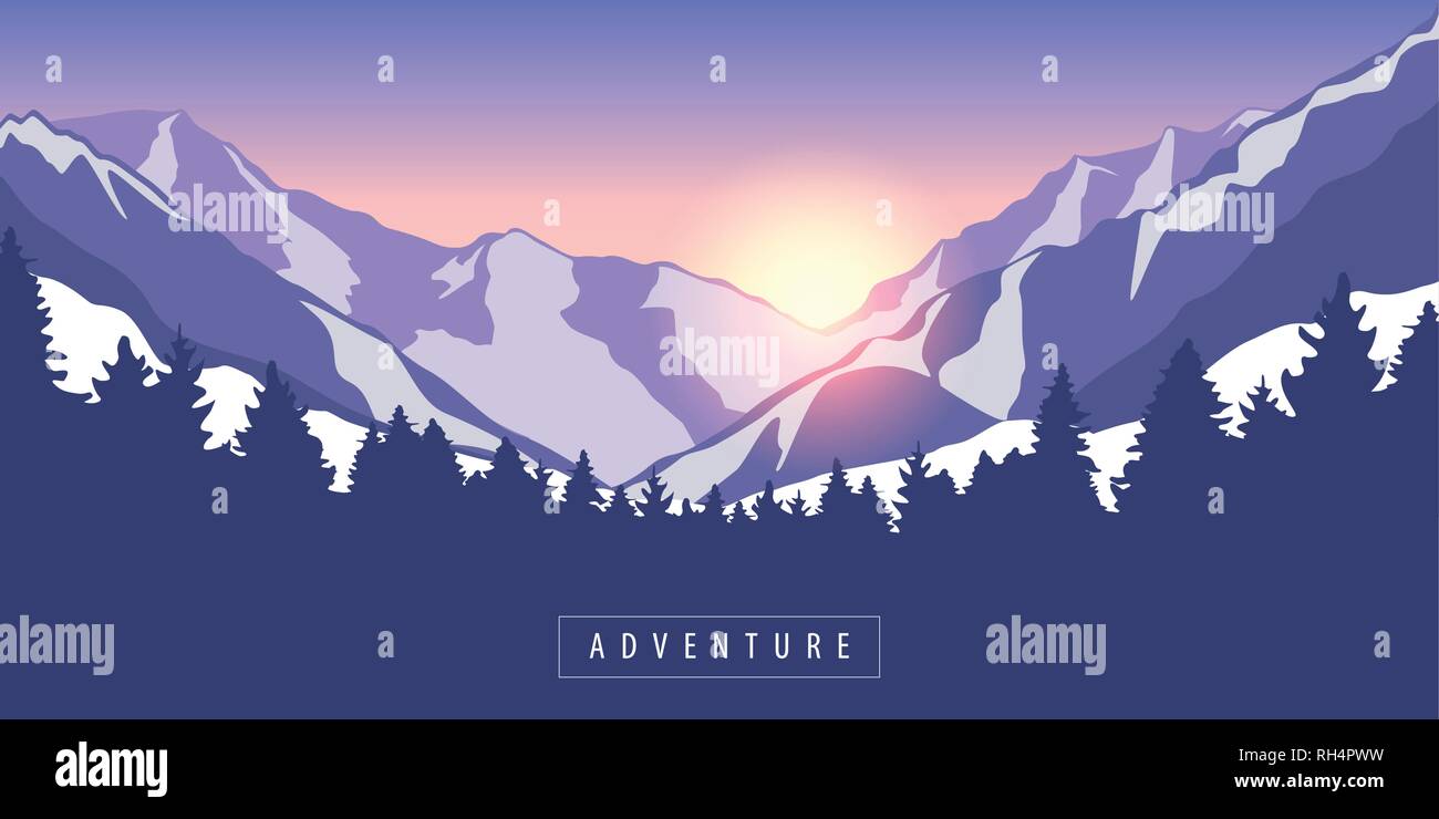 Aventure en montagne au lever du soleil illustration vecteur EPS10 Illustration de Vecteur