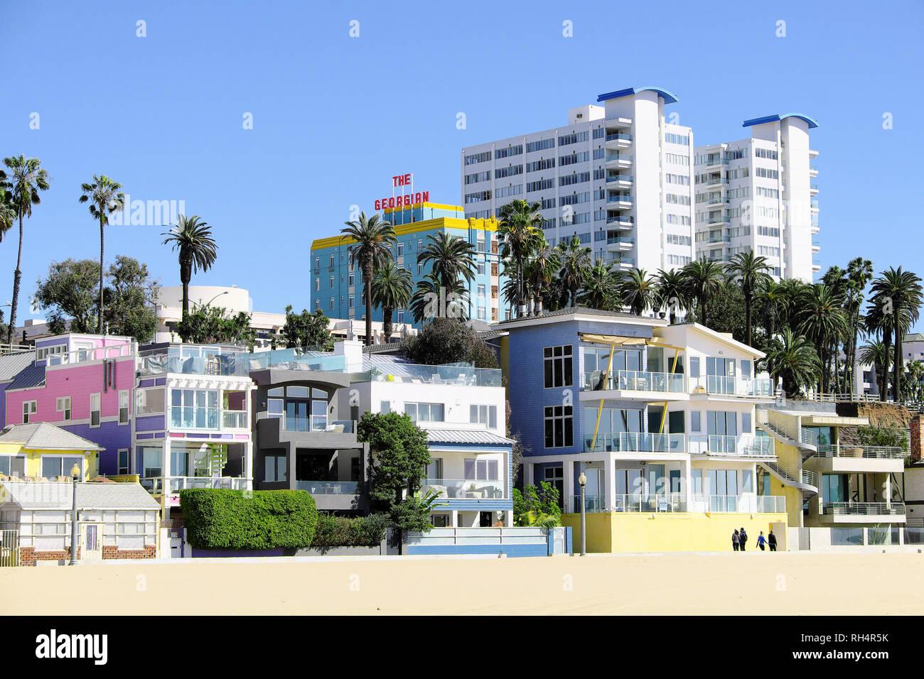 États-unis, Californie, Santa Monica : villas le long du front de mer Banque D'Images