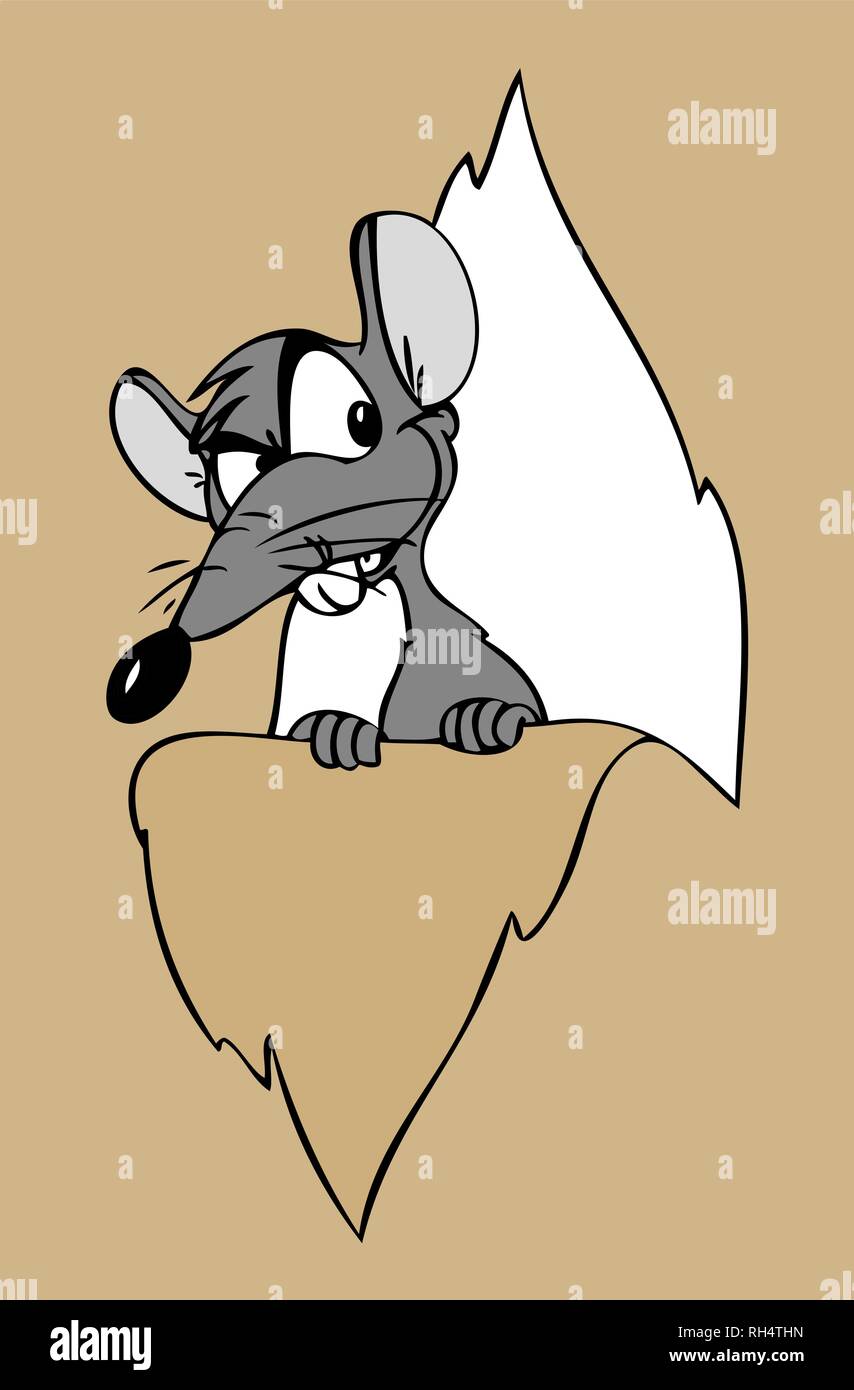 Drôles de souris de dessin animé à l'arrière du papier déchiré Illustration de Vecteur