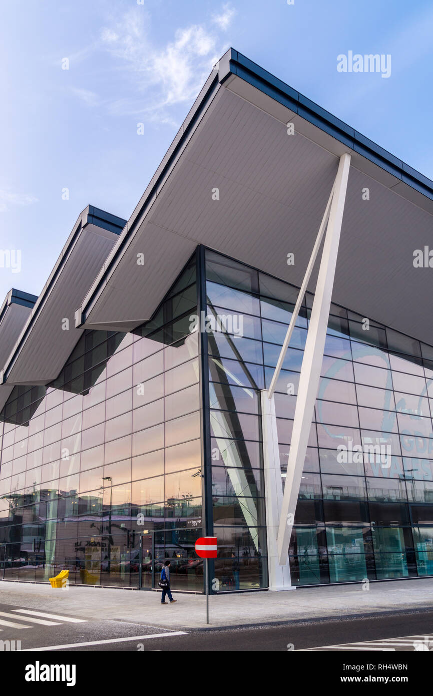 Aérogare de l'Aéroport International, Lech Wałęsa, Gdańsk, Pologne Banque D'Images