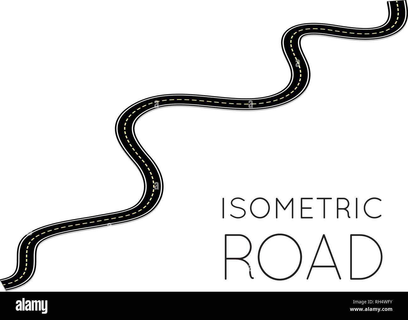 L'autoroute, courbe isométrique avec des marquages routiers. Illustration 3D de vecteur on white Illustration de Vecteur