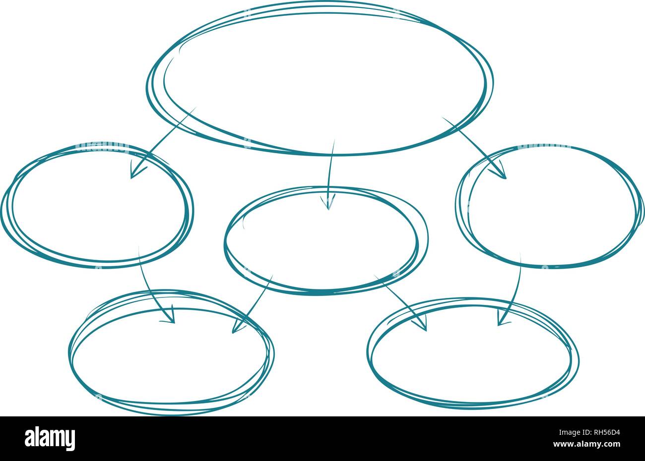 Schéma dessiné à la main. Organigramme de l'entreprise, réflexion, infographie concept. Modèle de présentation, vecteur croquis Illustration de Vecteur