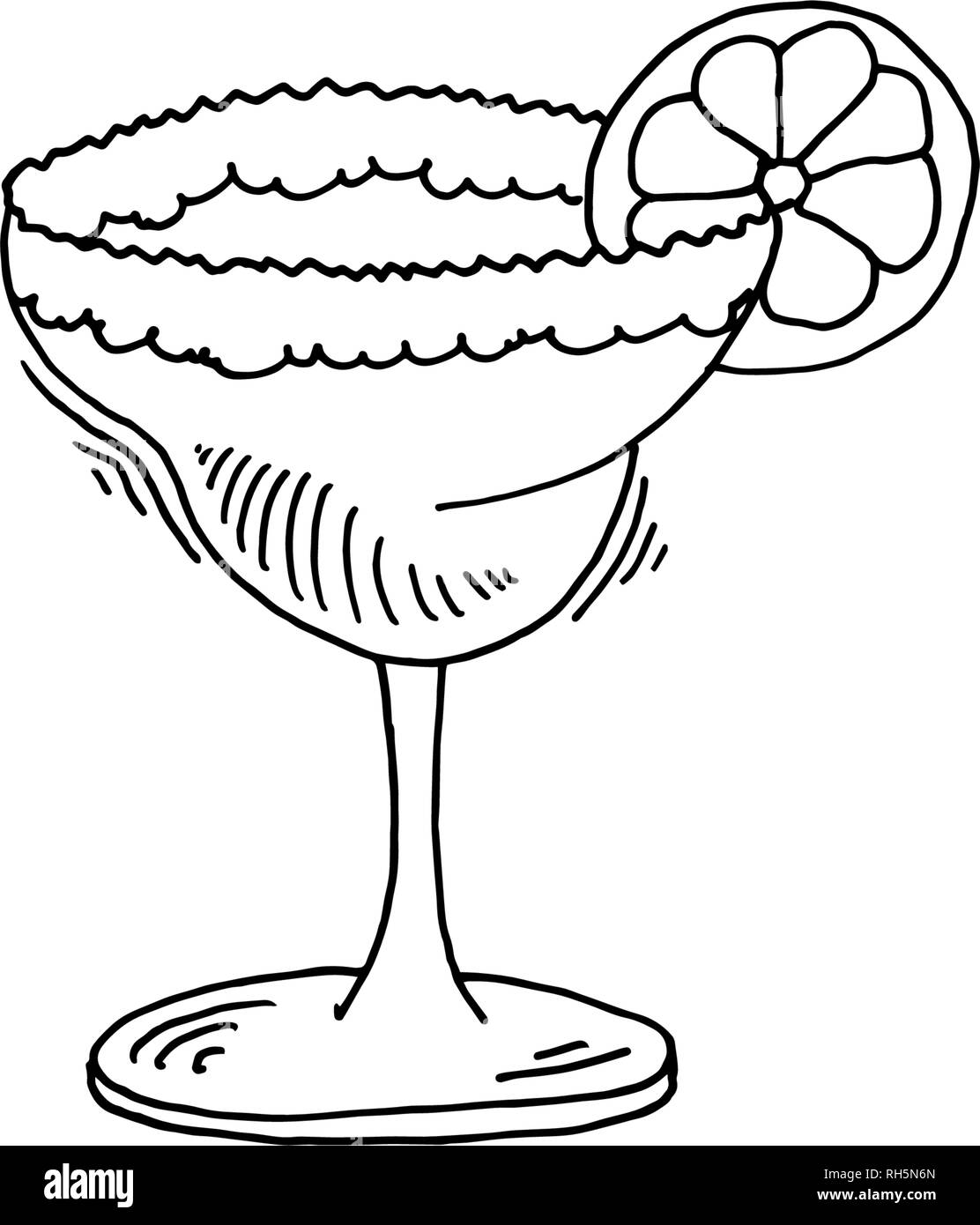 Cocktail margarita icône dessin croquis Illustration de Vecteur