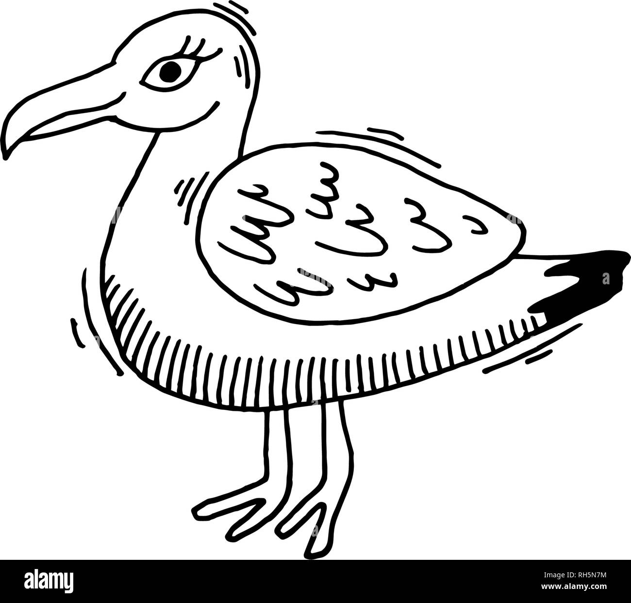 Oiseau mouette esquisse le thème d'icône Illustration de Vecteur
