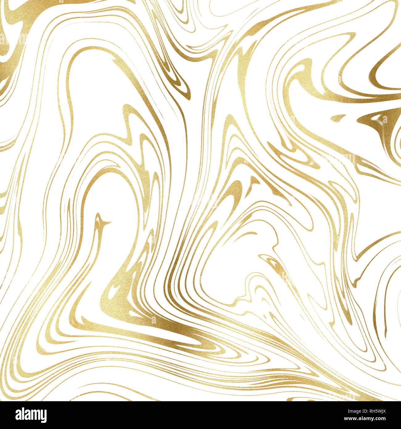 La peinture liquide or isolated on white swirl, illustration. Banque D'Images