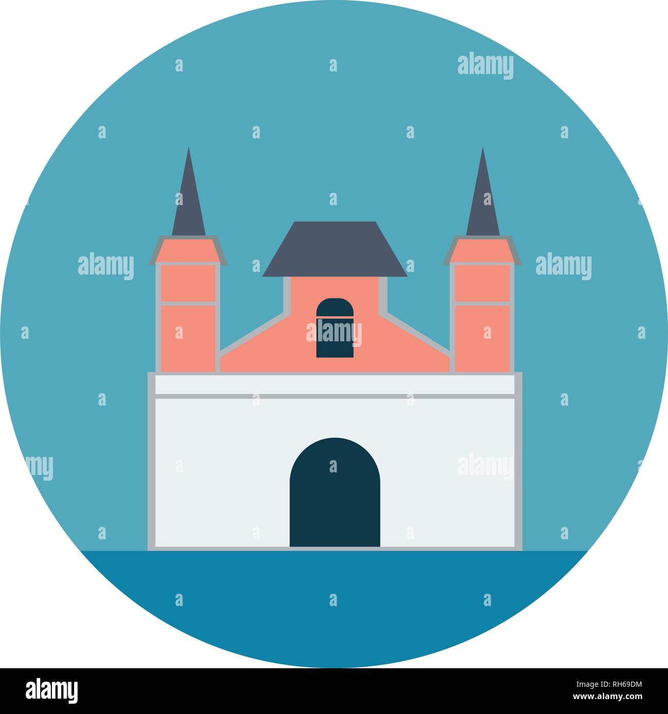 Ronde des icônes. Style d'illustration vectorielle est plat symbole iconique, fond bleu. Illustration de Vecteur