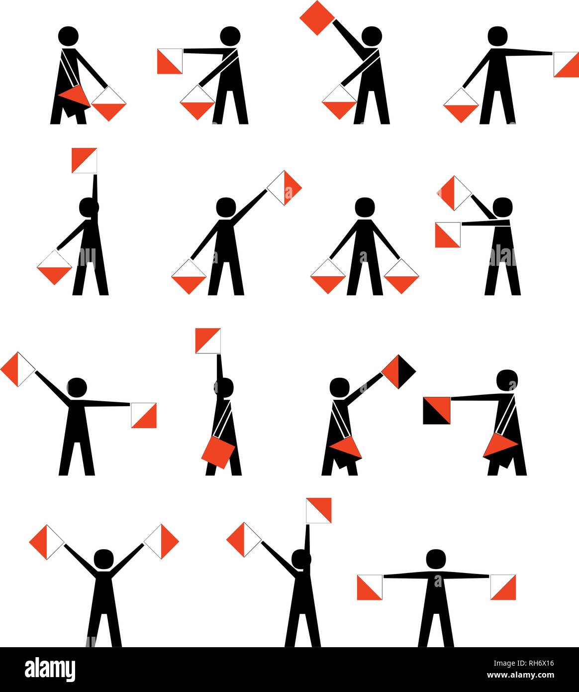 - L'alphabet sémaphore drapeau système. vector illustration vecteur icône alphabet isolated on white Illustration de Vecteur